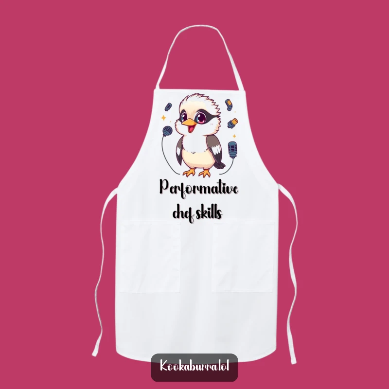 Funny Kookaburra Apron: Kawaii Mic Juggling Kitchen Fun