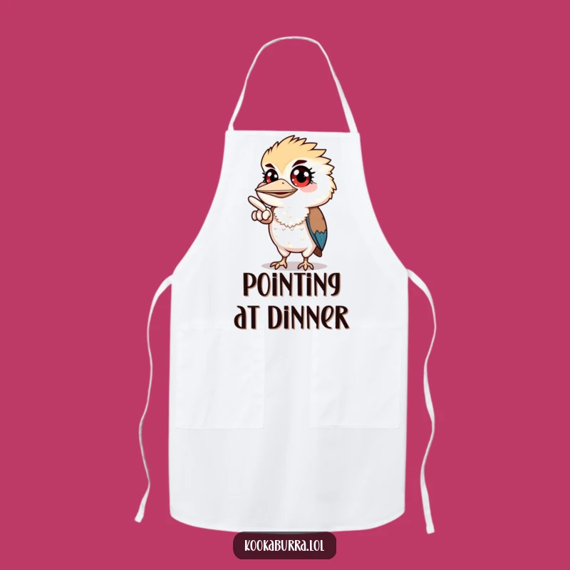 Funny Kookaburra Chef Apron - Pointing Bird Kitchen Gift