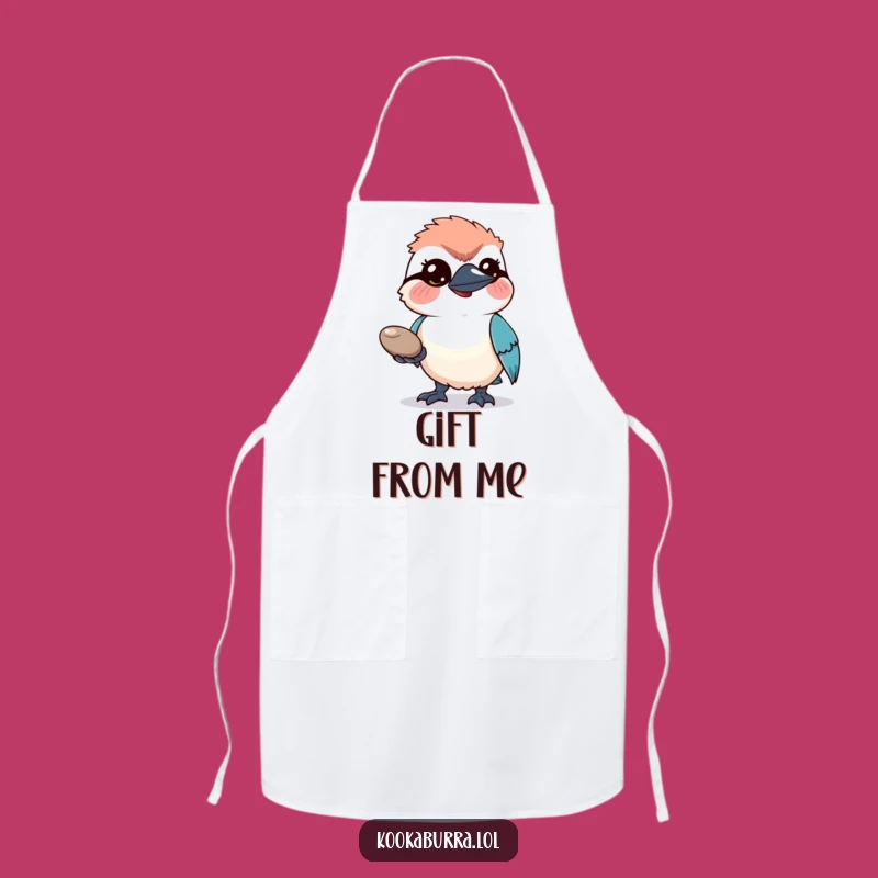 Funny Kookaburra Pebble Apron: Cook with a Hopeful Bird's Shiny Charm!