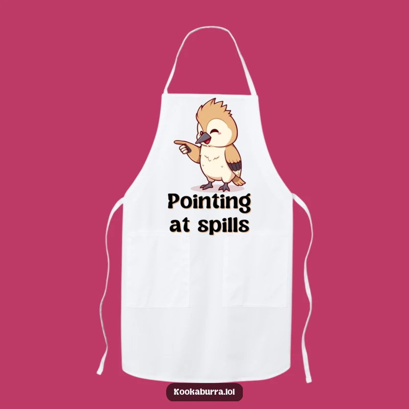 Funny Kookaburra Pointing Apron: Chuckling Kitchen Wear, Humorous Chef Accessory, Perfect Funny Gift