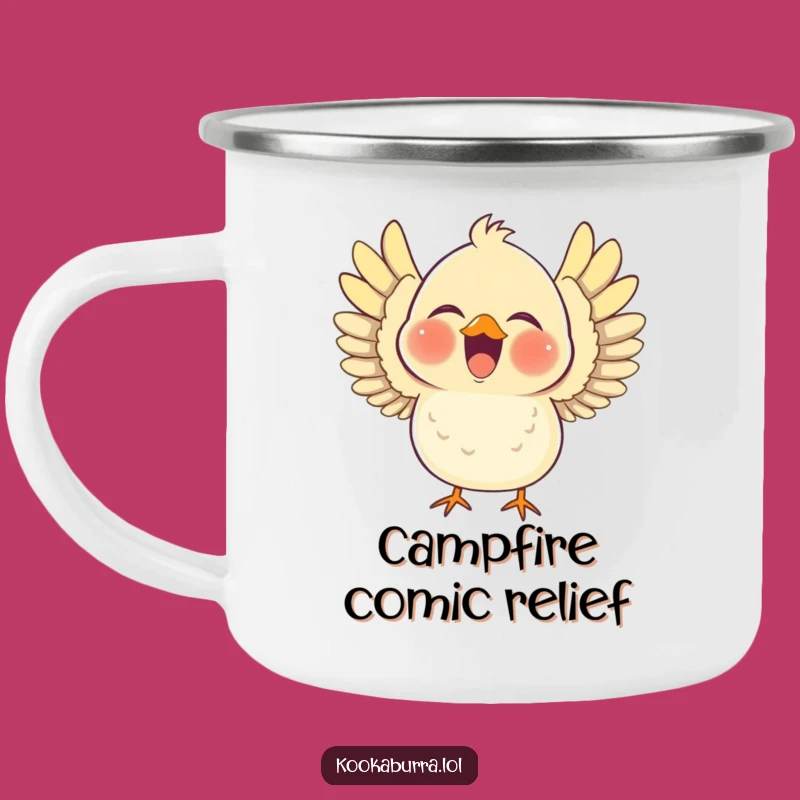 Funny Bird Camping Mug: Chubby Laugh Wings Out Cup, Outdoor Humor Gift