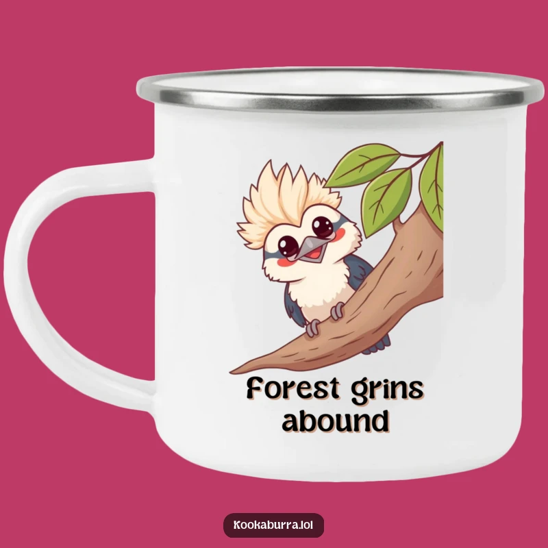 Funny Kawaii Kookaburra Camping Mug - Grinning Bird Outdoor Cup, Humorous Adventure Gift