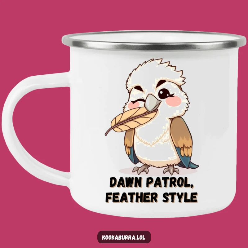 Funny Kookaburra Camping Mug - Winking Kawaii Bird Camp Cup - Outdoor Gift