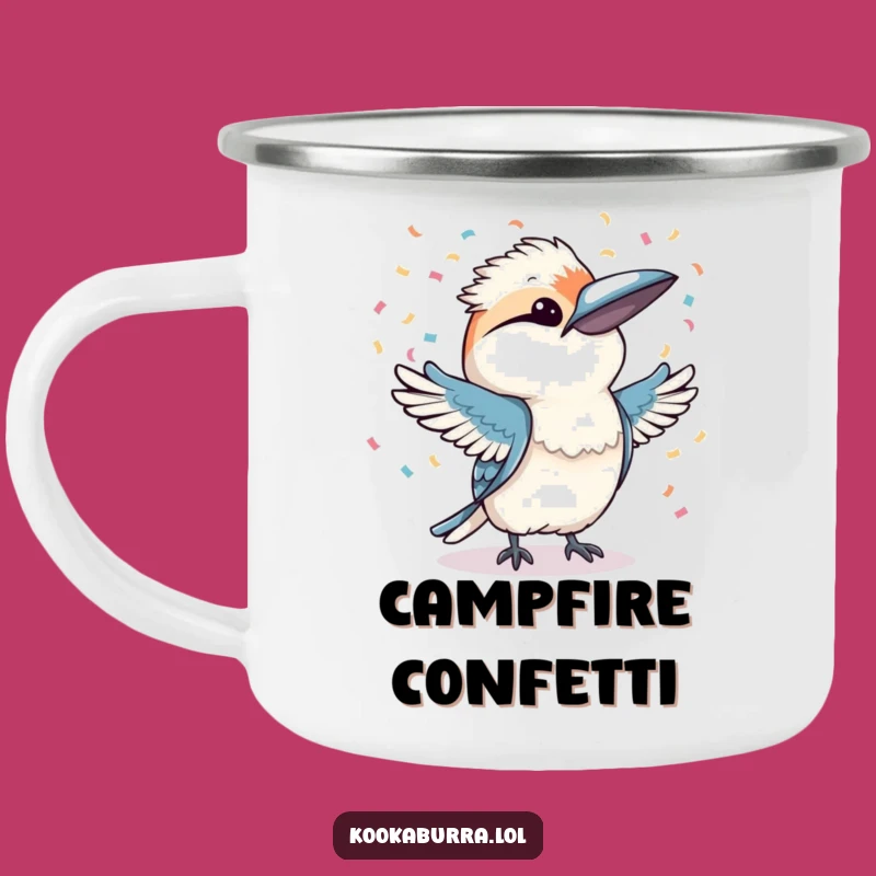 Funny Kookaburra Confetti Camping Mug: Adventure Fuel for Celebrations