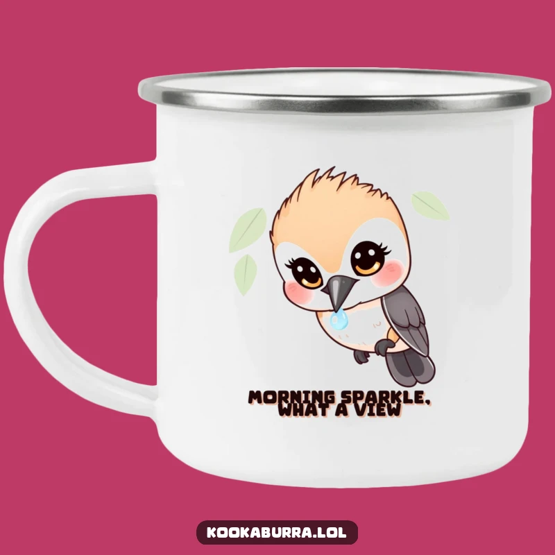 Funny Kookaburra Dewdrop Camping Mug: Enjoy Your Brew with Hilarious Bird Views