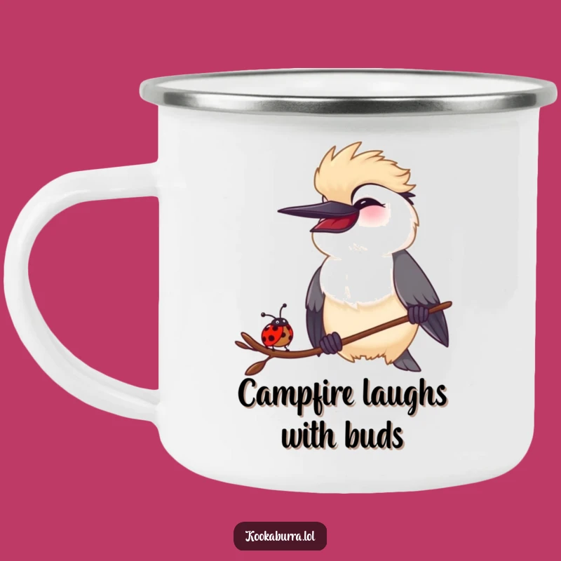 Funny Kookaburra & Ladybug Laugh Camping Mug: Outdoor Fun and Hilarious Friendship