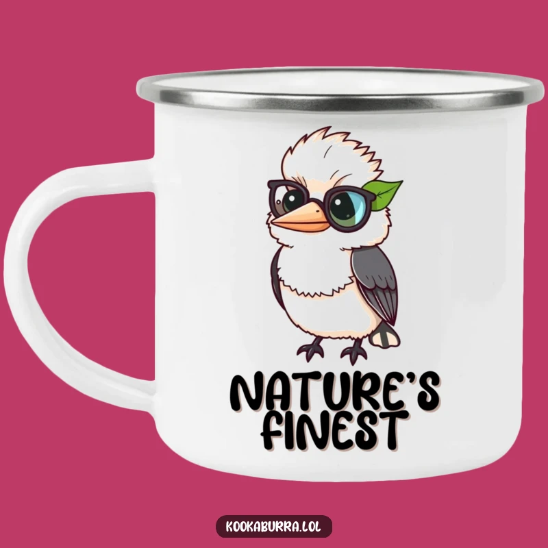 Funny Monocle Kookaburra Camping Mug - Dapper Outdoor Companion