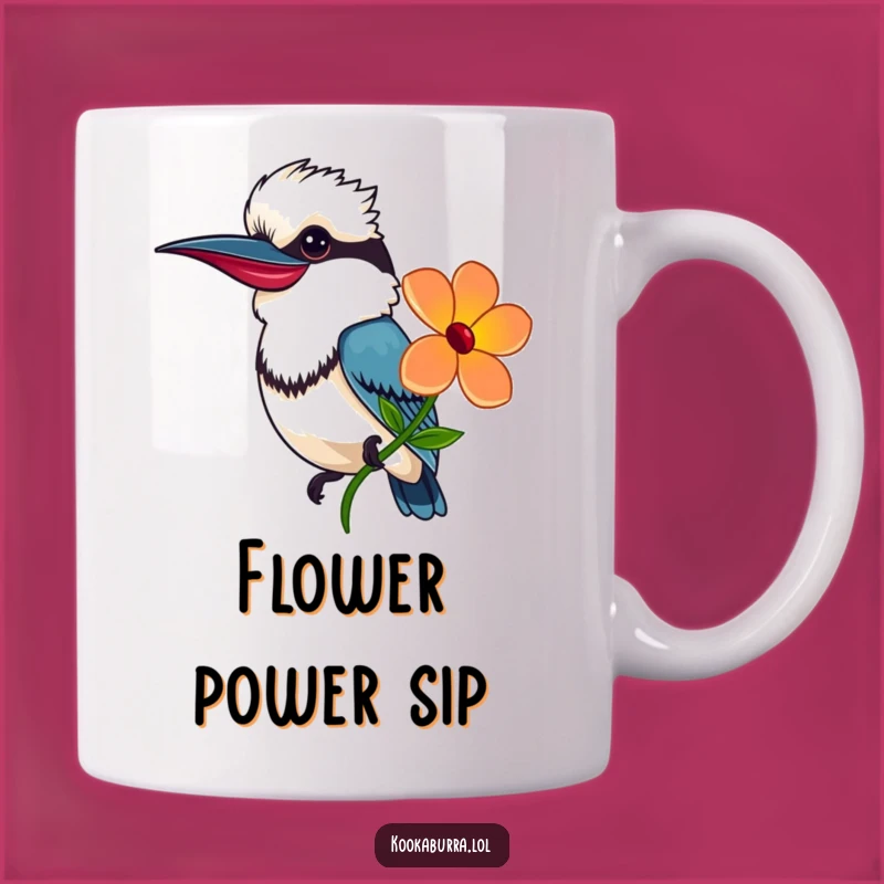 Funny Kookaburra Flower Gift Mug: Share Smiles with Cheerful Character
