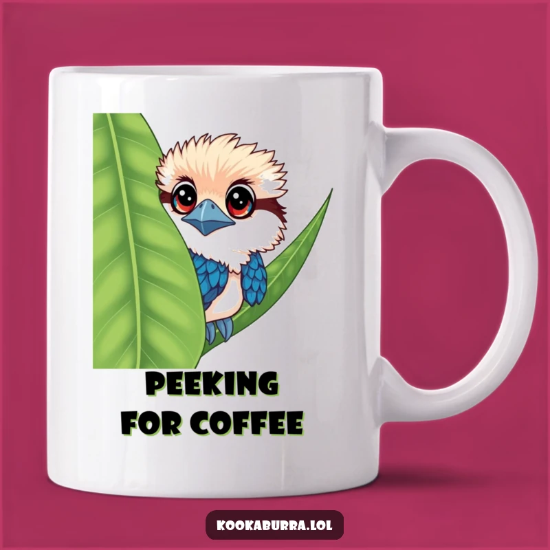 Funny Kookaburra Peeking Mug: Big Eyes, Bigger Laughs for Bird Lovers