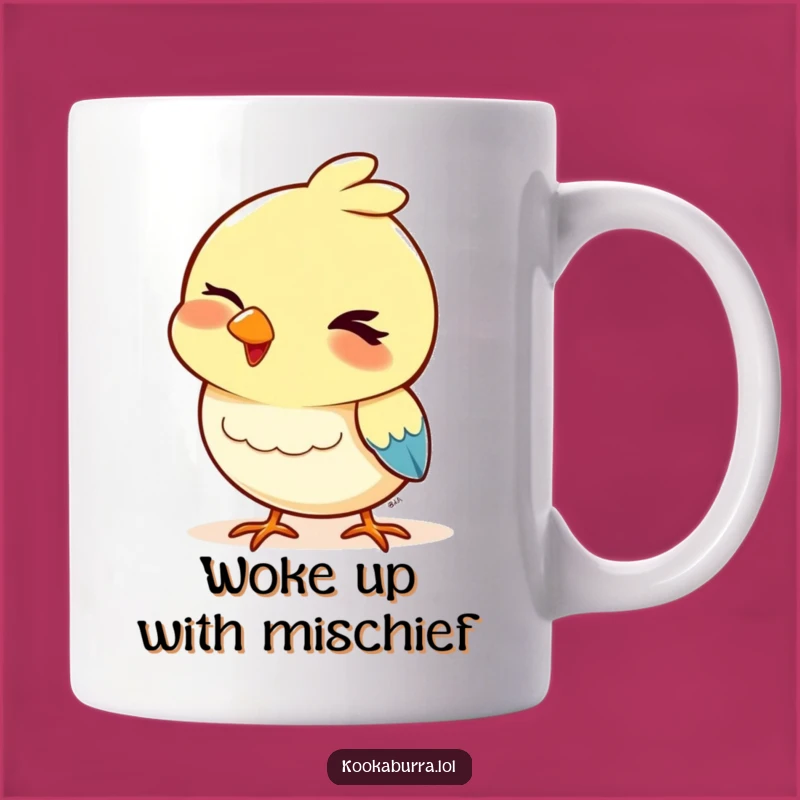Funny Winking Bird Mug: Playful Bobbing Head Cartoon Gift for Cheeky Folks