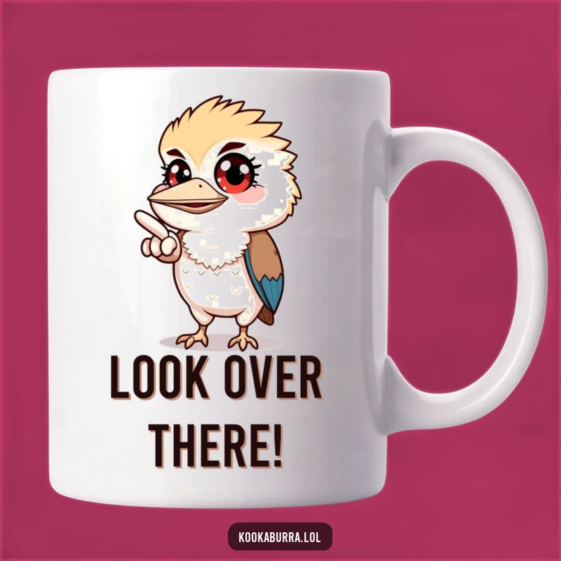 Funny Kookaburra Pointing Mug - Wide Eyed Surprise Character Gift