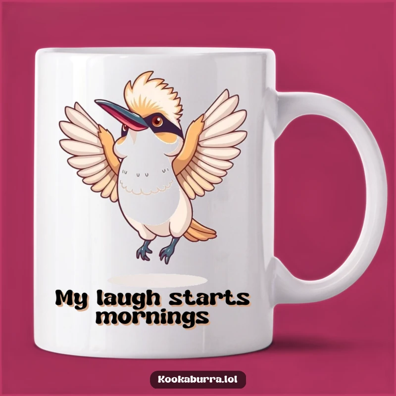 Funny Kookaburra Dance Mug: Joyful Wings Spread, Perfect Funny Gift!