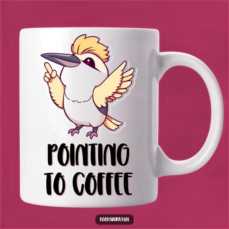 Funny Kawaii Kookaburra Pointing Mug: Adorable Enthusiasm, Perfect Funny Gift