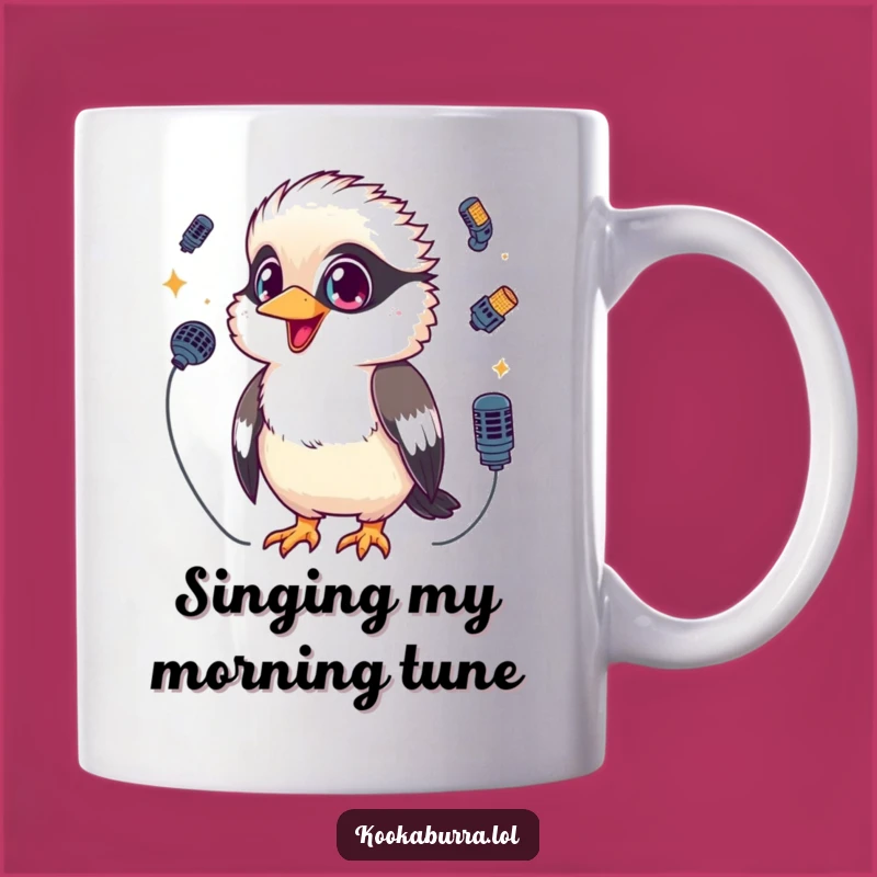 Funny Kookaburra Mic Juggle Mug: Kawaii Performer Gift
