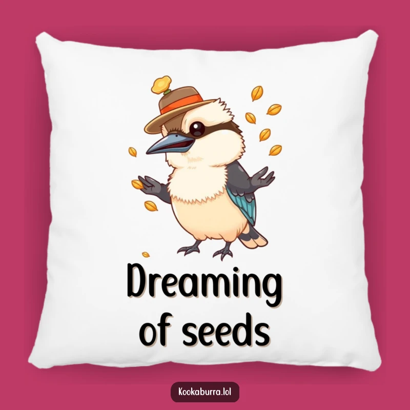 Comfortable Funny Kookaburra Hat Juggling Seeds Pillow: Add Humor to Your Space
