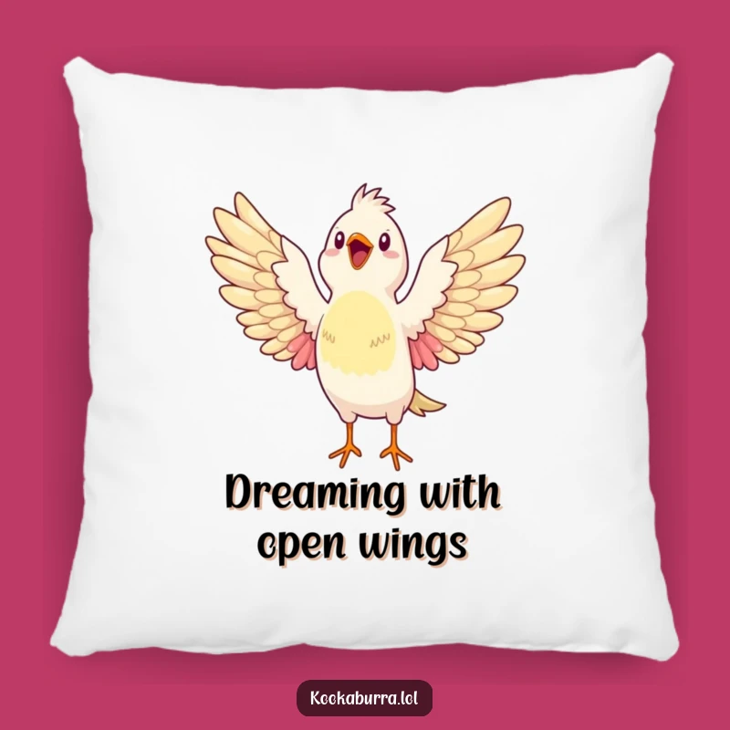 Funny Bird Pillow: Glee Wings Wide Open Cushion, Cozy Joyful Gift