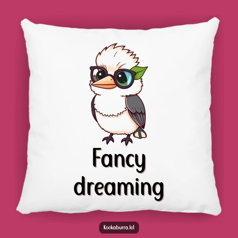 Funny Monocle Kookaburra Pillow - Sophisticated & Comical Accent Pillow