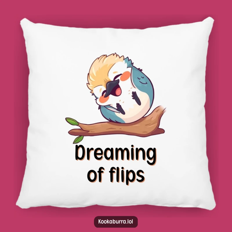 Funny Kawaii Kookaburra Pillow - Tumbling Laughing Bird Cushion, Humorous Home Accent