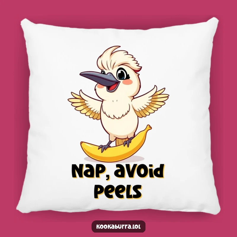Funny Kookaburra Banana Peel Pillow: Comfy and hilarious slapstick accent