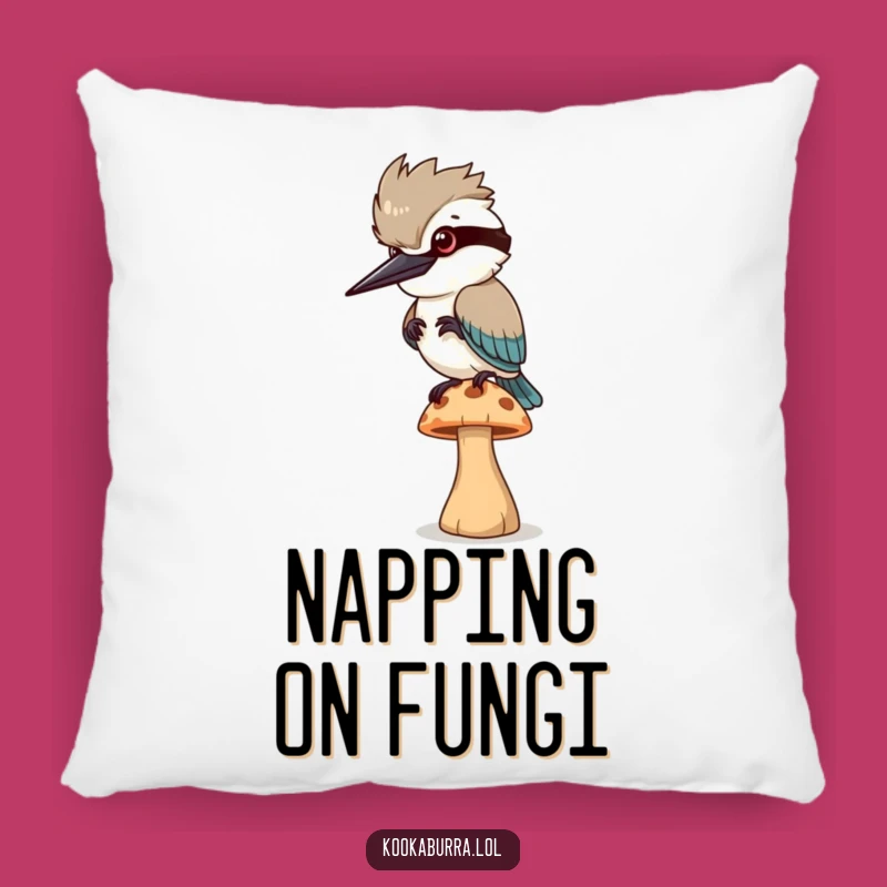 Funny Kookaburra Mushroom Pillow: Cozy Up with a Balancing Bird!