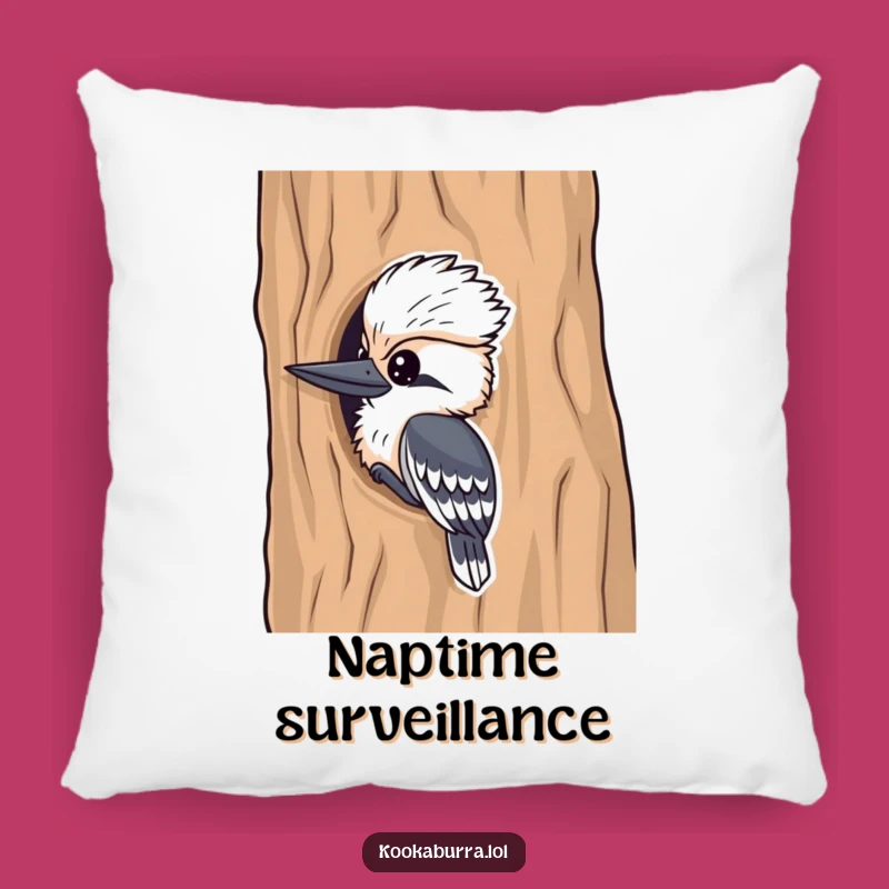Funny Kookaburra Pillow: Cozy Peeking Bird Cushion, Hilarious Home Gift