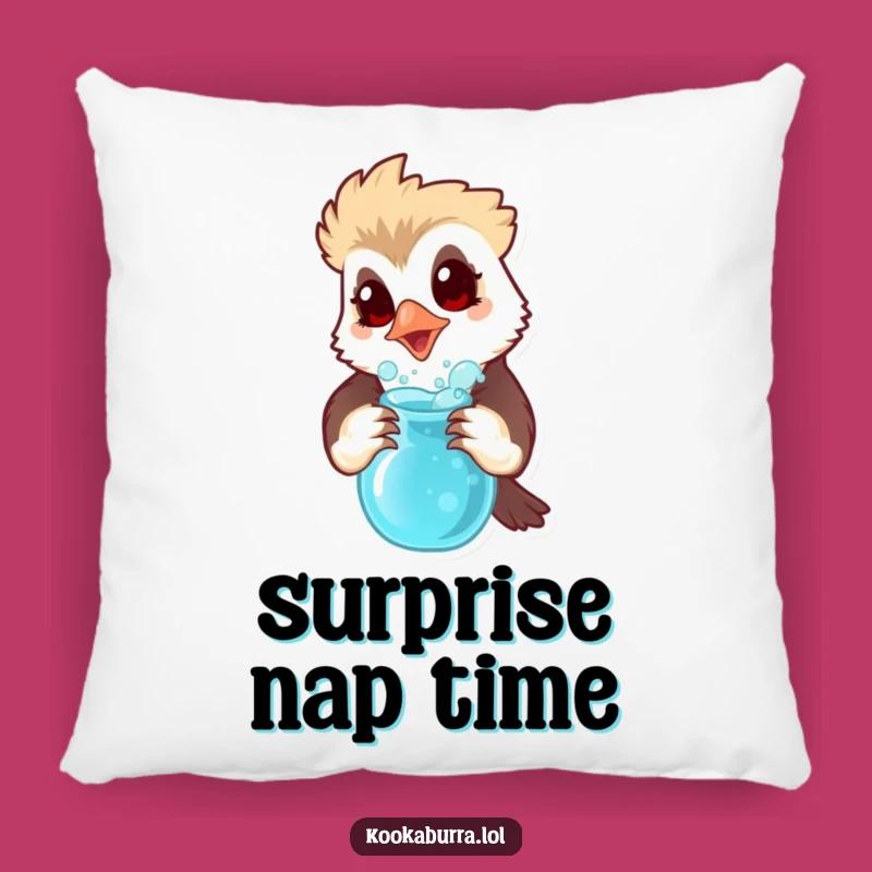 Funny Kookaburra Potion Pillow - Cozy & Curious Decor Gift!