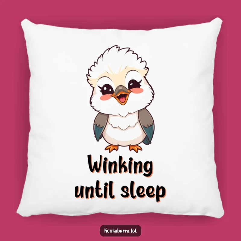 Funny Kawaii Kookaburra Pillow: Cozy Up With This Bird's Playful Wink