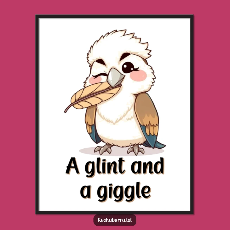 Funny Kookaburra Digital Art - Winking Kawaii Bird Download - Instant Gift