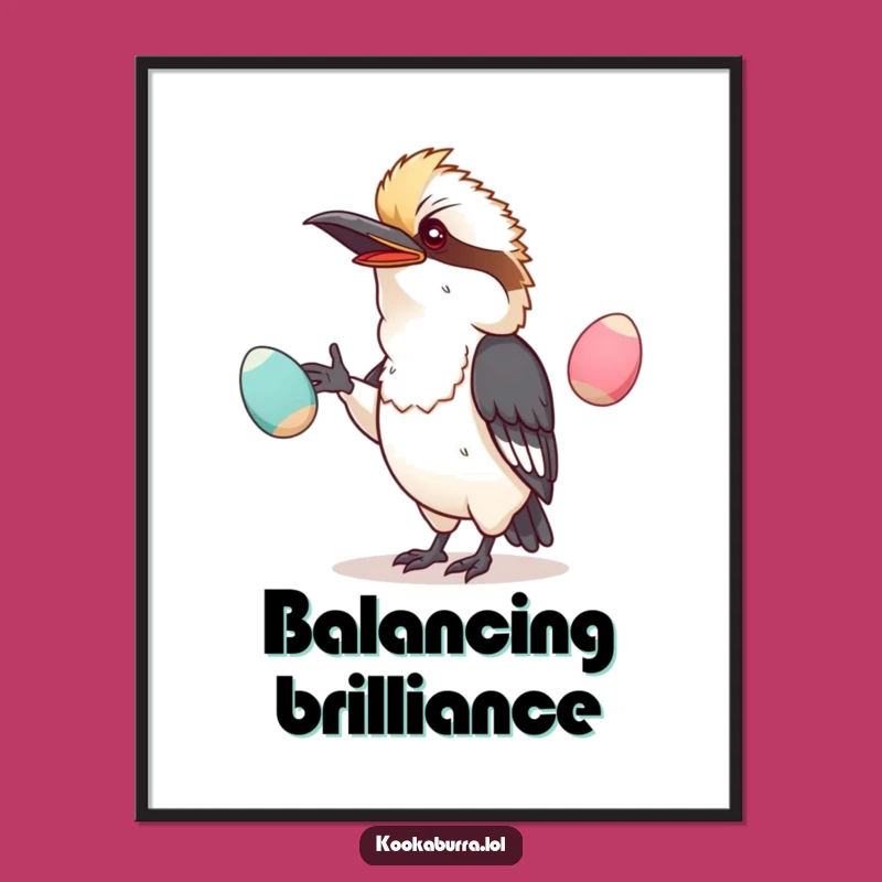 Funny Kawaii Kookaburra Digital Art: Hilarious Juggling Act for Instant Fun