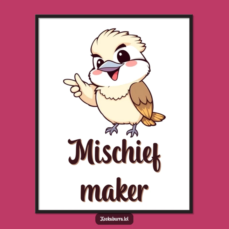 Funny Kawaii Kookaburra Digital Art: Mischievous Grin for Instant Cheer