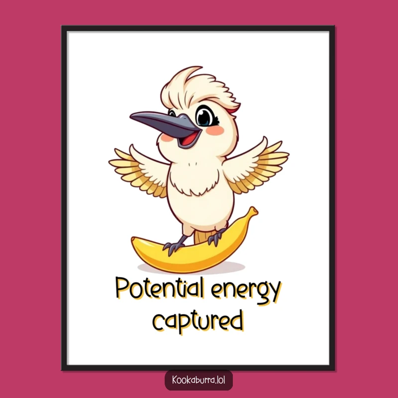 Funny Kookaburra Banana Peel Digital Art: Hilarious printable for a comedic space