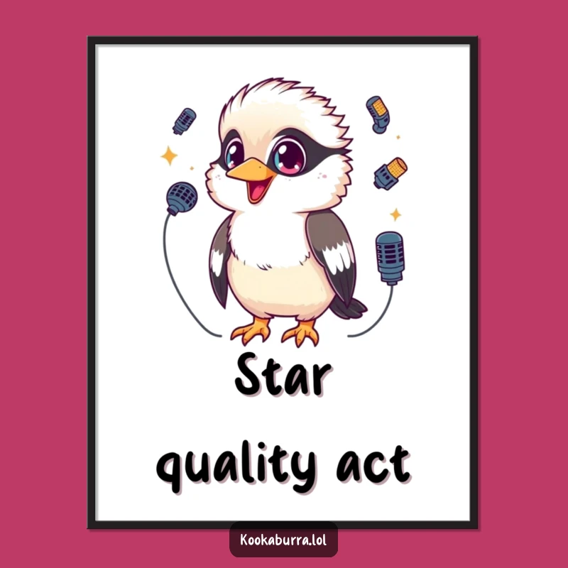 Funny Kookaburra Digital Art: Kawaii Mic Juggling Download