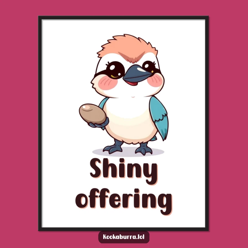 Funny Kookaburra Pebble Digital Art: Instant Hopeful Bird Joy for Your Walls!