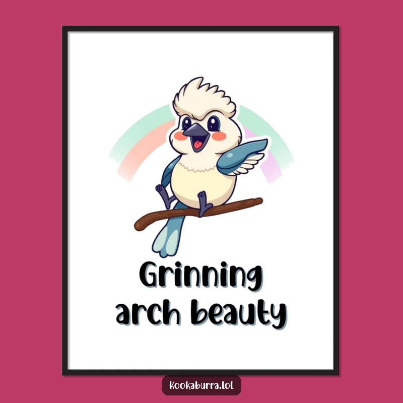 Funny Kookaburra Rainbow Slide Print - Instant Joyful Art Gift!