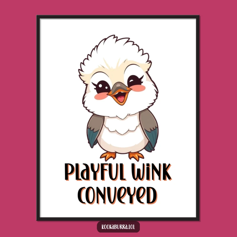 Funny Kawaii Kookaburra Art Print: Decorate With This Bird's Joyful Wink