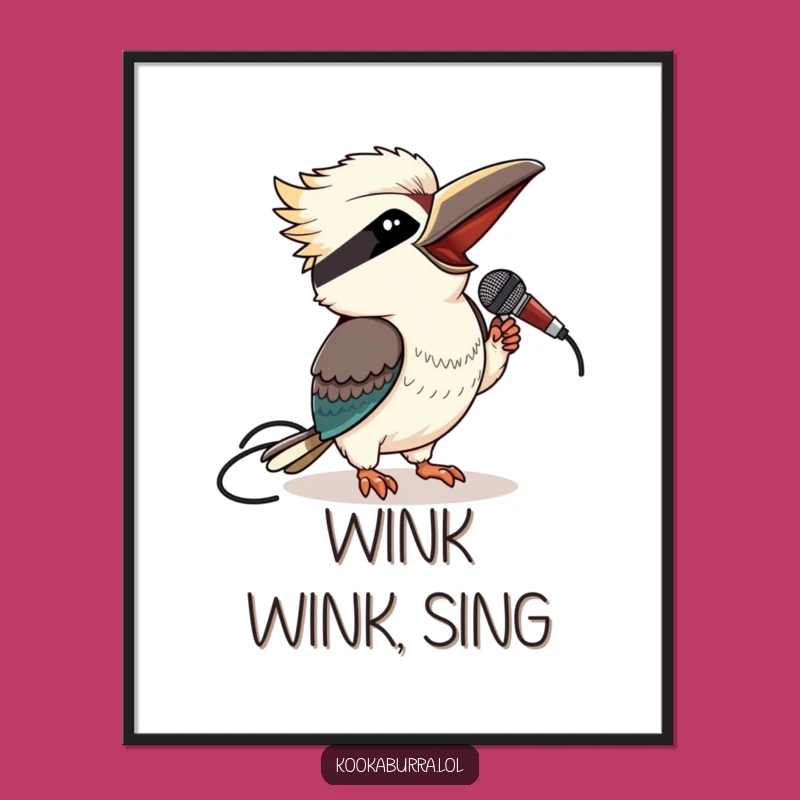 Printable Funny Kookaburra Microphone Art: Instant Stage Presence for Your Walls