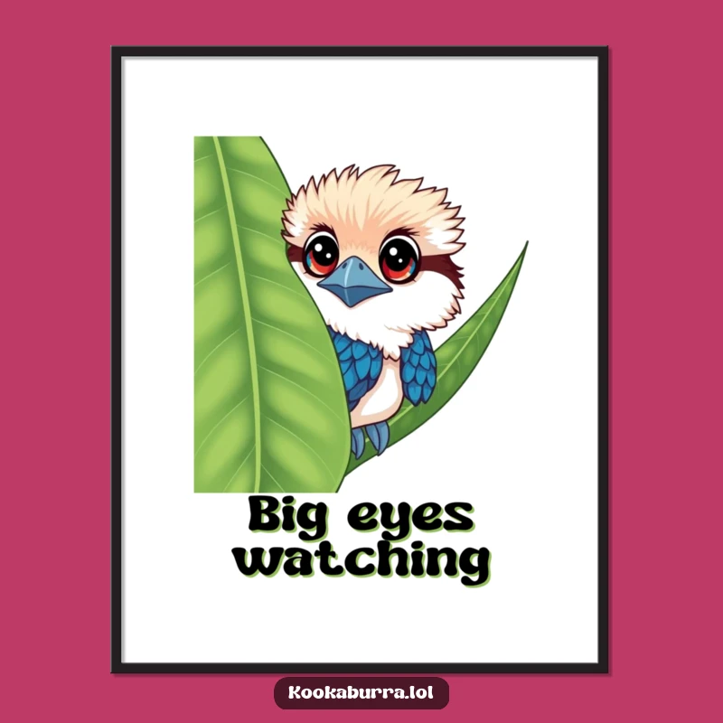 Printable Funny Kookaburra Peeking Art: Instant Curiosity for Your Walls