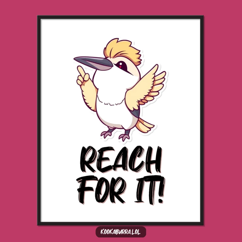 Funny Kawaii Kookaburra Pointing Digital Art: Instant Cute Charm for Your Walls