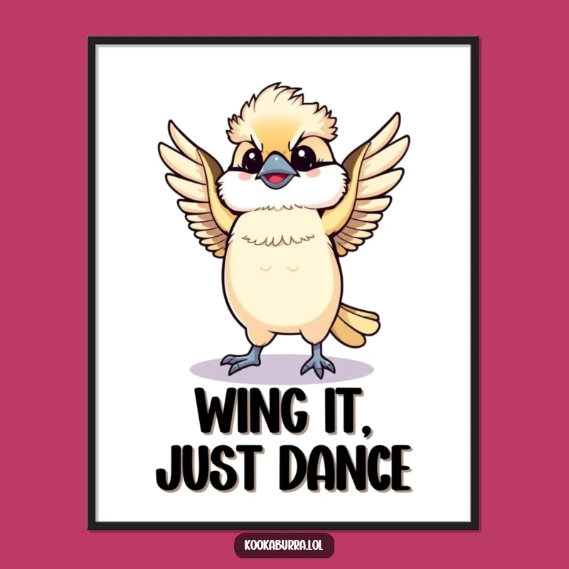 Funny Kawaii Kookaburra Art Print: Decorate With This Dancing Bird's Joyful Energy