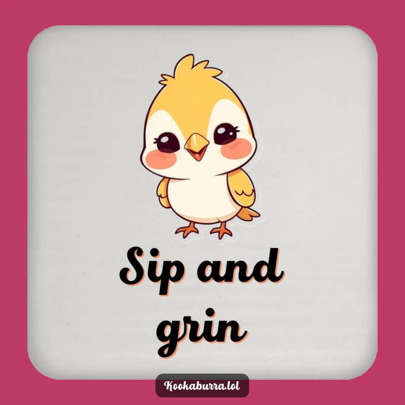 Funny Bird Coaster: Silly Grin Drink Protector, Cute Cartoon Table Gift