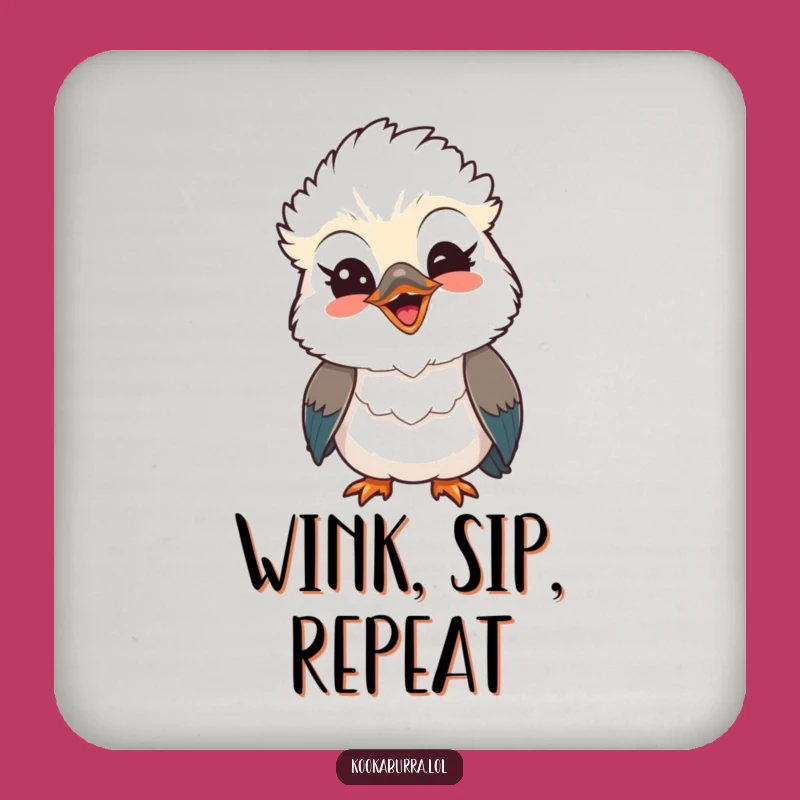 Funny Kawaii Kookaburra Coaster: Protect Surfaces With This Winking Bird