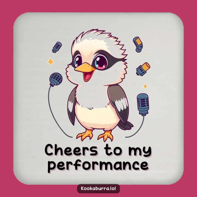 Funny Kookaburra Coaster: Kawaii Mic Juggling Protector