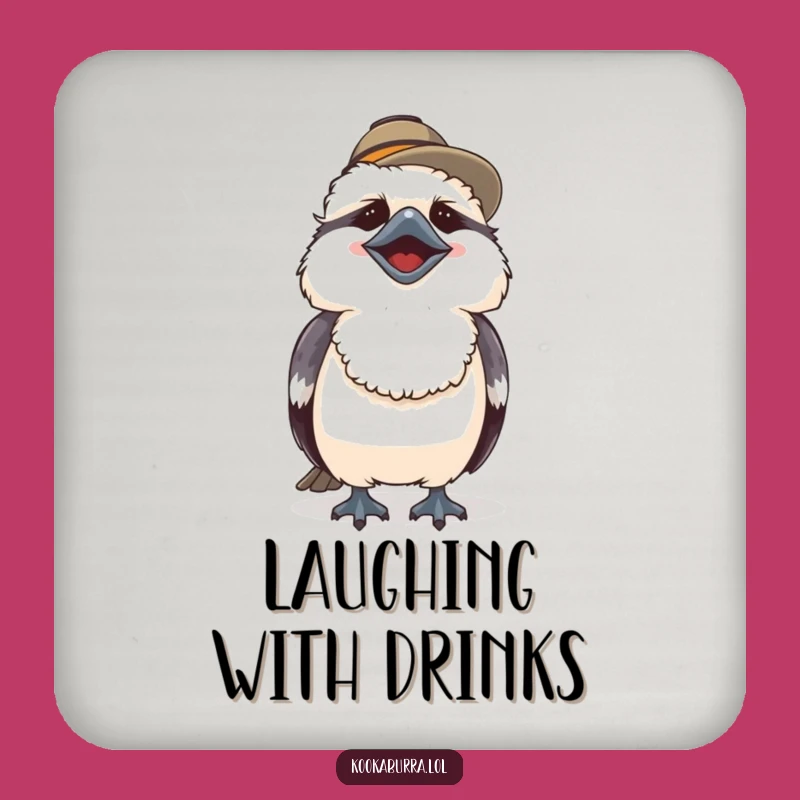 Funny Kookaburra Coaster Set - Laughing Bird Hat Drink Gift