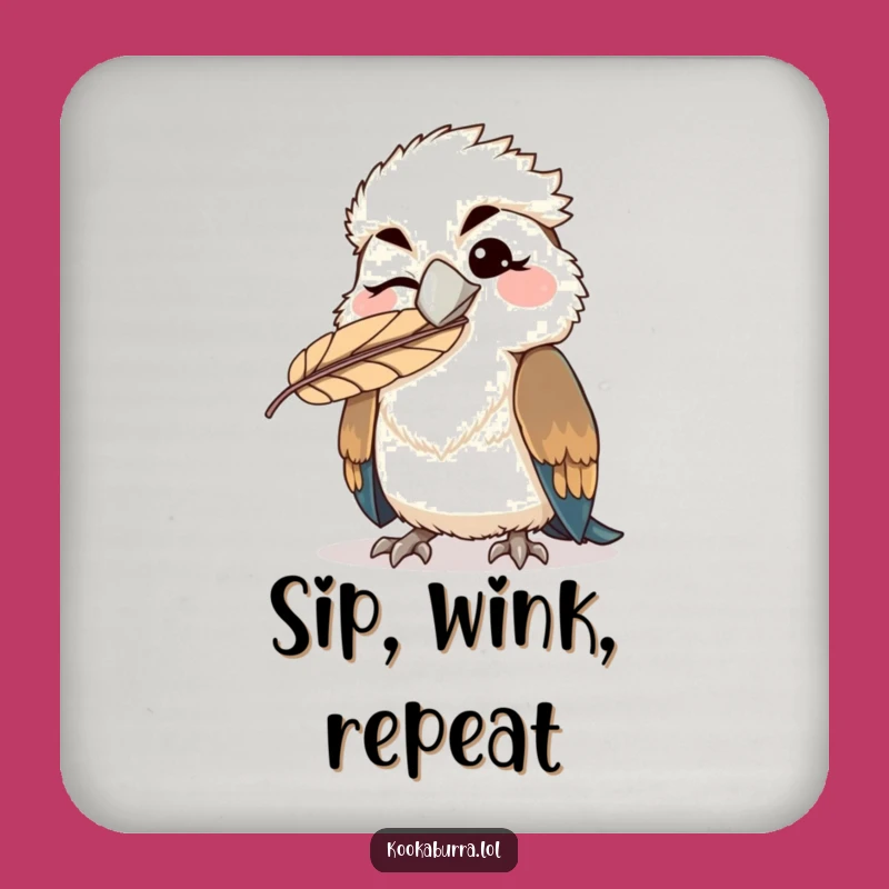 Funny Kookaburra Coaster - Winking Kawaii Bird Drink Protector - Hilarious Gift