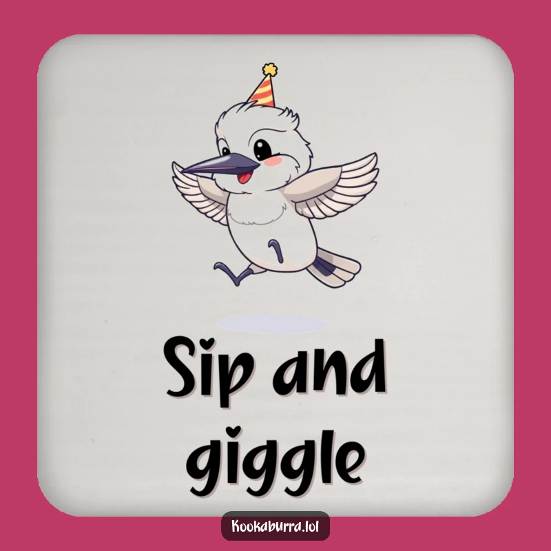 Funny Kookaburra Party Hat Coaster: Protect Surfaces with Festive Flair