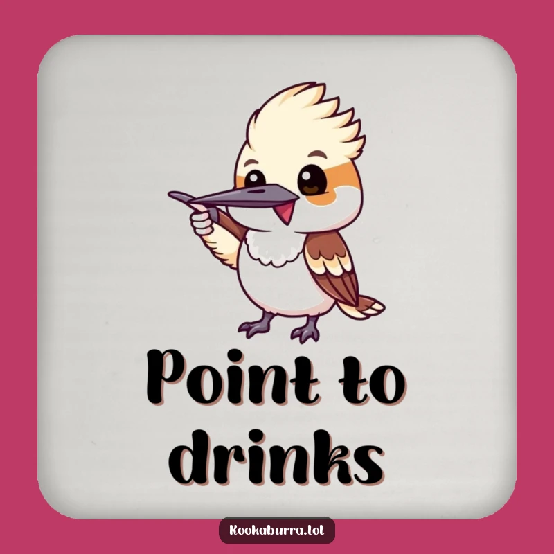 Funny Pointing Kookaburra Coaster - Humorous Direction for Your Drinks