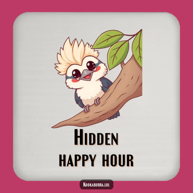 Funny Kawaii Kookaburra Coaster - Grinning Bird Drink Mat, Humorous Table Protector