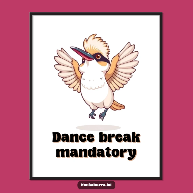 Funny Kookaburra Dance Poster: Joyful Wings Art, Perfect Wall Decor!