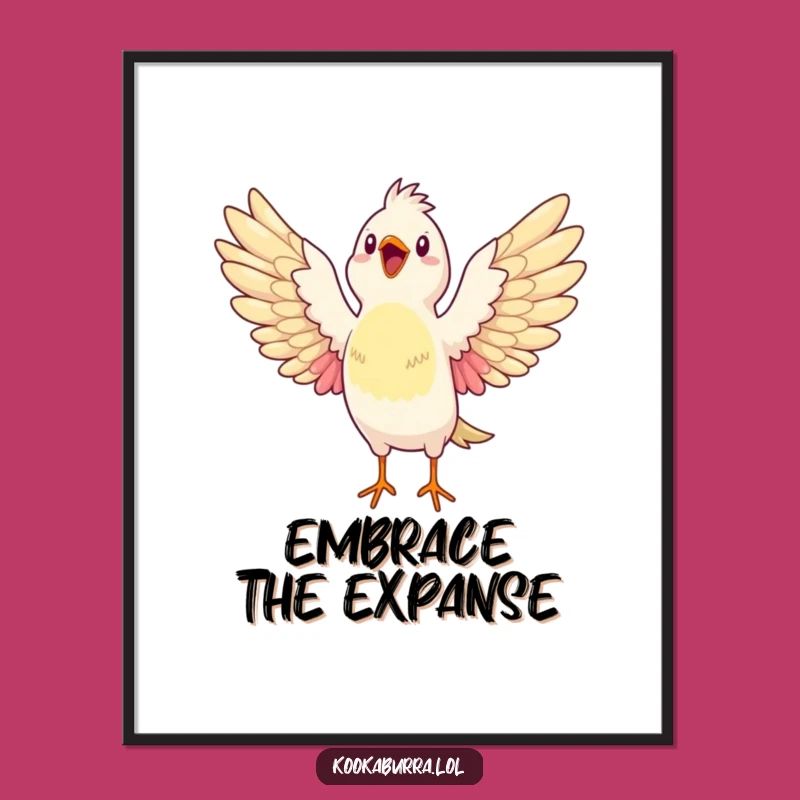 Funny Bird Poster: Glee Wings Wide Open Wall Art, Joyful Decor Gift