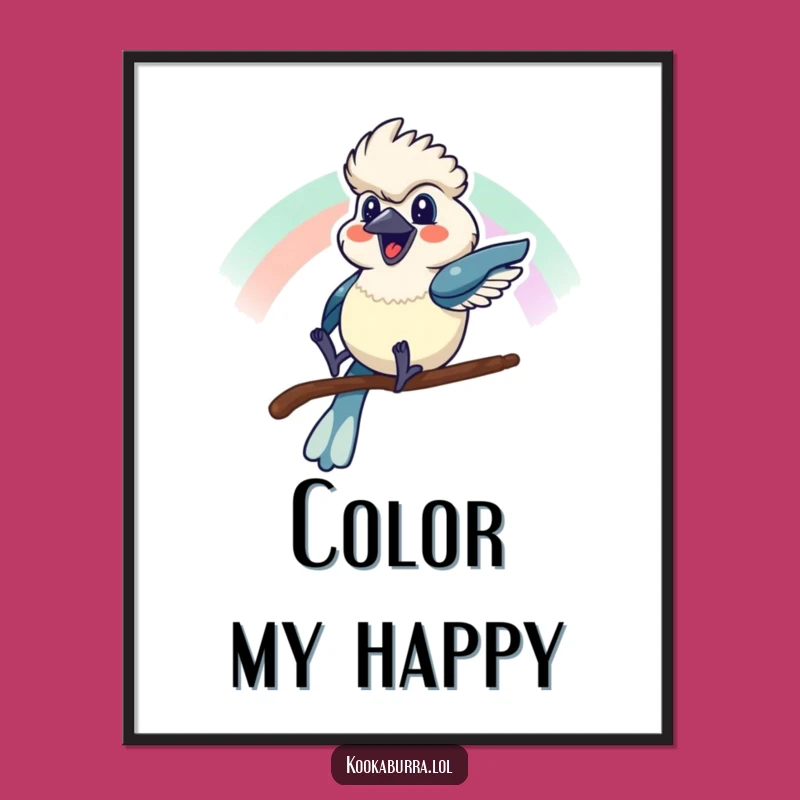 Funny Kookaburra Rainbow Slide Poster - Whimsical Wall Art Gift!